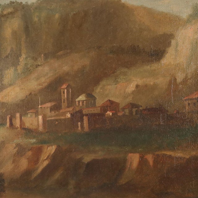 Landscape with Buildings and Shepherds, 1700s, Oil on Canvas For Sale - Image 6 of 11