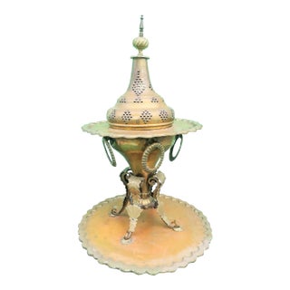 Antique Brass Brazier Turkish Middle Eastern Incense Burner Fire Pit For Sale