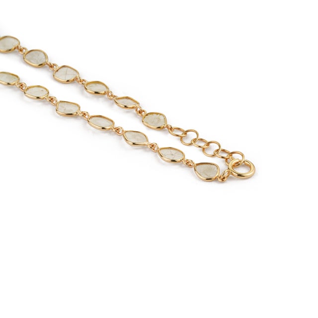 Metal 18k Yellow Gold 4.27ct Natural Uncut Diamond Slice Station Necklace 18 Inches For Sale - Image 7 of 14