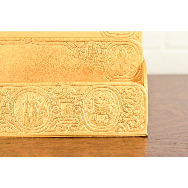 Bronze Tiffany Studios New York Zodiac Pattern Bronze Doré Letter Rack For Sale - Image 8 of 14
