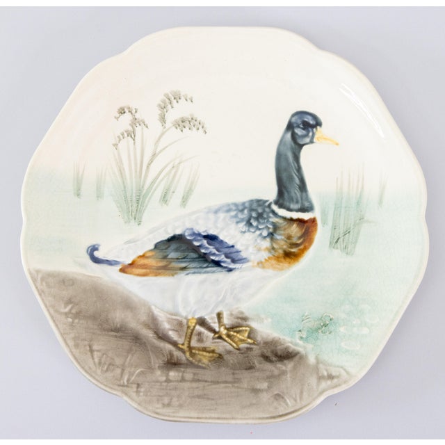 Blue 19th Century French Choisy Le Roi Majolica Mallard Duck Plate For Sale - Image 8 of 8