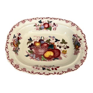 Antique English Masons Antique Fruit Basket Serving Bowl For Sale