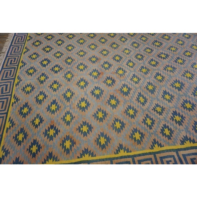 1930s Indian Cotton Dhurrie Carpet ( 7' x 11'6" - 213 x 351 ) For Sale In New York - Image 6 of 7