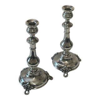 Pair of 1950s Silver Danish Candle Holders For Sale