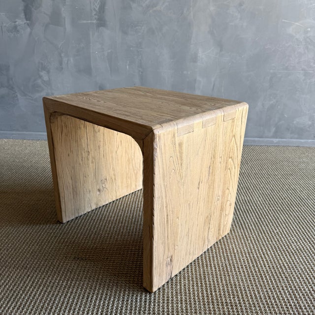 Beige Reclaimed Waterfall Table 22" For Sale - Image 8 of 9