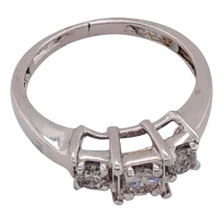 14 Karat White Gold Three-Stone Engagement Bridal Band Ring 0.20 TDW For Sale