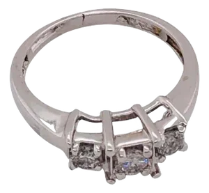 14 Karat White Gold Three-Stone Engagement Bridal Band Ring 0.20 TDW