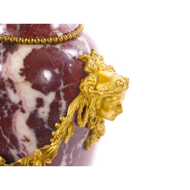 French Louis XVI Style Candelabra / White-Veined Red Marble & Gilt Bronze, 1885 For Sale - Image 12 of 18
