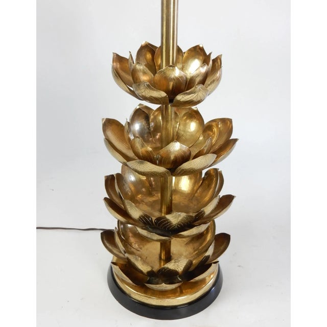 Feldman Lighting Large Hollywood Regency Brass Lotus Table Lamp by Feldman Lamp Co 1960's For Sale - Image 4 of 9