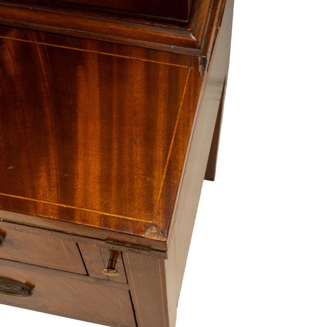 Late 19th Century Flame Mahogany Secretary Desk Bookcase, Antique Drop Front Desk For Sale - Image 11 of 18