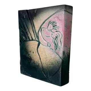 Vintage Art Deco Style Ceramic Vase With Abstract Lovers Motif – Signed For Sale