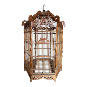 Beautiful Decorative Large Antique Wooden Ornate Pagoda Style Bird Cage
