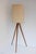 Wood Large Scandinavian Teak Tripod Floor Lamp with Drawn Thread Embroidery Shade For Sale - Image 7 of 13
