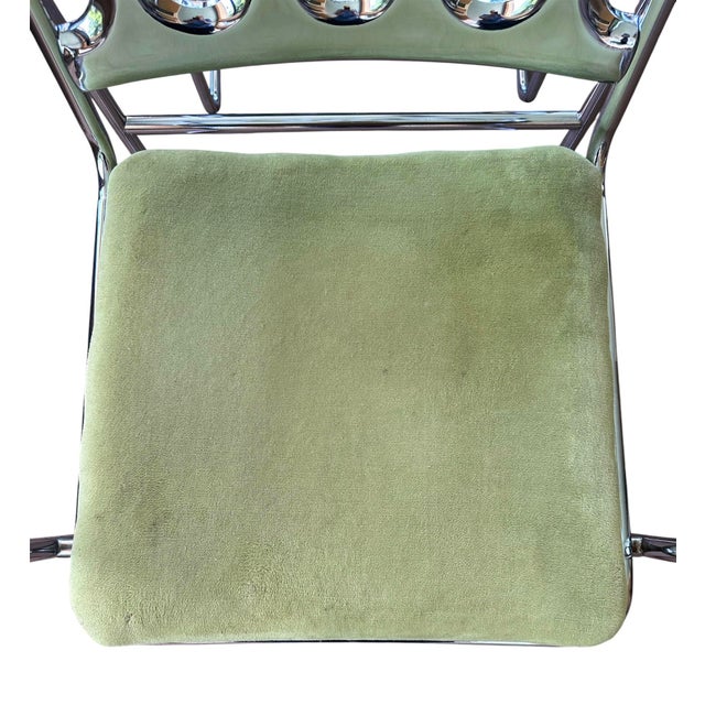 Chrome Vintage Mid Century Chromcraft Cantilever Armchairs With Olive Green Upholstery, a Pair Circa 1970 For Sale - Image 8 of 12