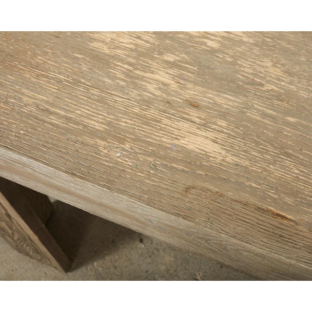 Cerused Distressed Oak Parsons Style Rectangular Dining Table For Sale - Image 9 of 12