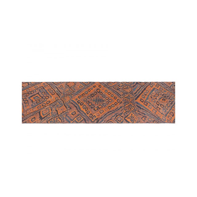 Mid-Century Modern Orange & Blue Long Vintage Kilim Runner - 3`3" X 22`4" For Sale - Image 3 of 6
