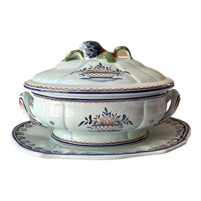 Antique Decor Ruen Fait Main, Tiffany & Co. France Porcelain Tureen & Underplate For Sale