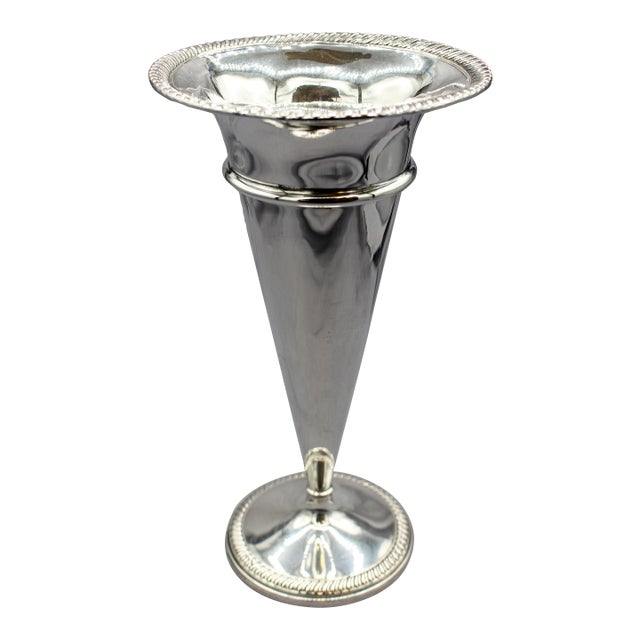 American Sterling Silver Weighted Trumpet Vase by Fisher For Sale