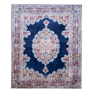 Hand-Knotted Kirman Kusheh with Anguri Motif For Sale