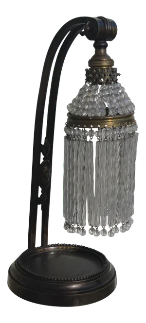1920s French Art Deco Designer Bronze Based with Adjustable Cut Crystal Shade Desk Lamp