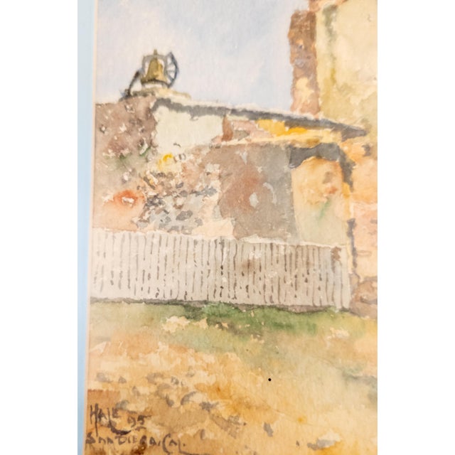 19th Century American Southwestern Watercolor Painting of San Diego California Mission For Sale - Image 10 of 14