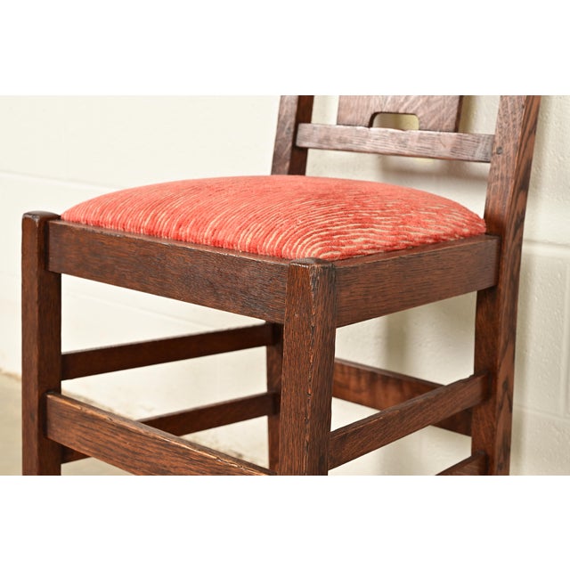 Gustav Stickley Antique Mission Oak Arts & Crafts H-Back Dining Chairs, Set of Four For Sale - Image 9 of 14