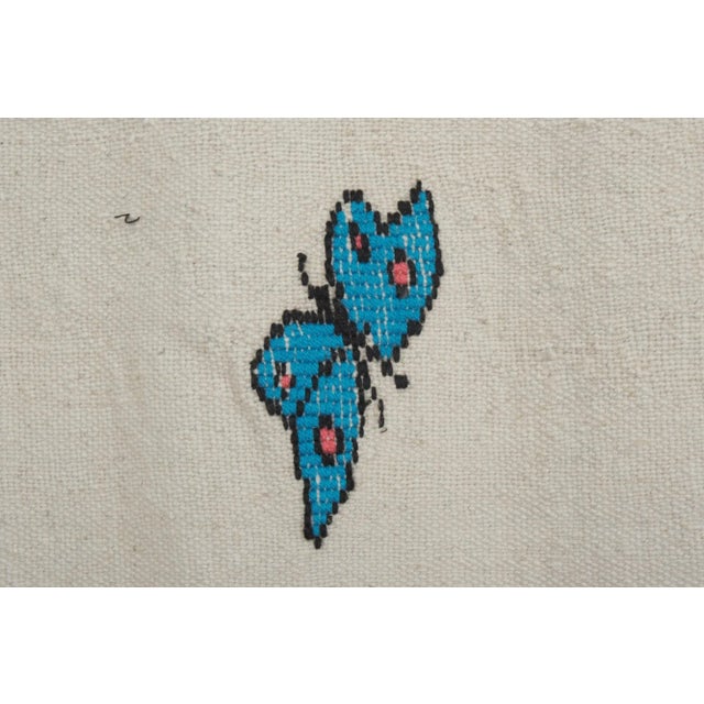 Off-white Vintage Aubusson Butterfly Pattern Kilim Rug For Sale - Image 8 of 13