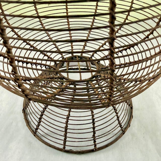 Antique French Large Pedestal Urn Hand Made Black Twisted Wire Basket, Late 19th For Sale - Image 11 of 12