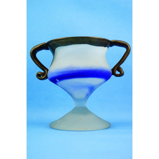 20th CenturyVase in Satin Glass and Galvanized Copper or Bronze by Filip Ravert, Bucharest, 1970s For Sale - Image 12 of 18