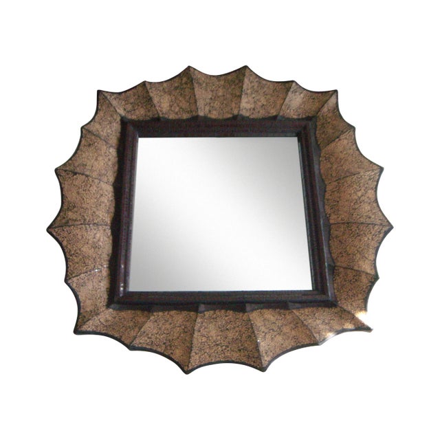 Large John Richard Designer Wall Mirror With Ruby and Golden Bronze Mosaic Glass Surround For Sale