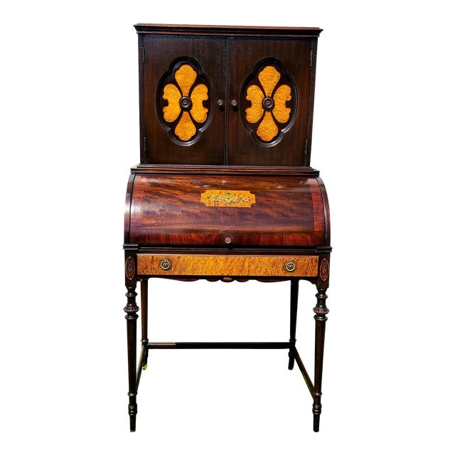 Maddox Ornate Ladies Secretary Desk With Hutch 1900s Antique Chairish