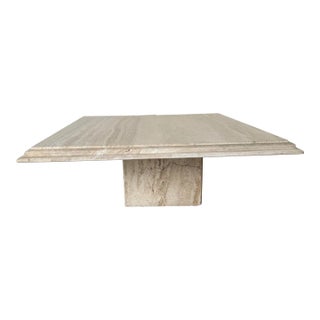 Stone International Italian Postmodern Travertine Marble Coffee Table For Sale