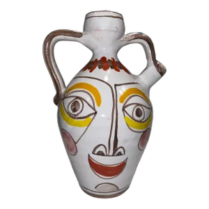 1950s Giovanni DeSimone Dual Sided Hand Painted Vase With Handles