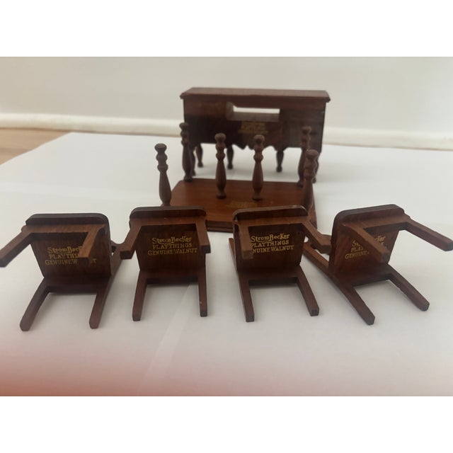 Doll House Furniture by StromBecker. Dining Table With 4 Matching Chairs and Dining Hutch For Sale - Image 4 of 6