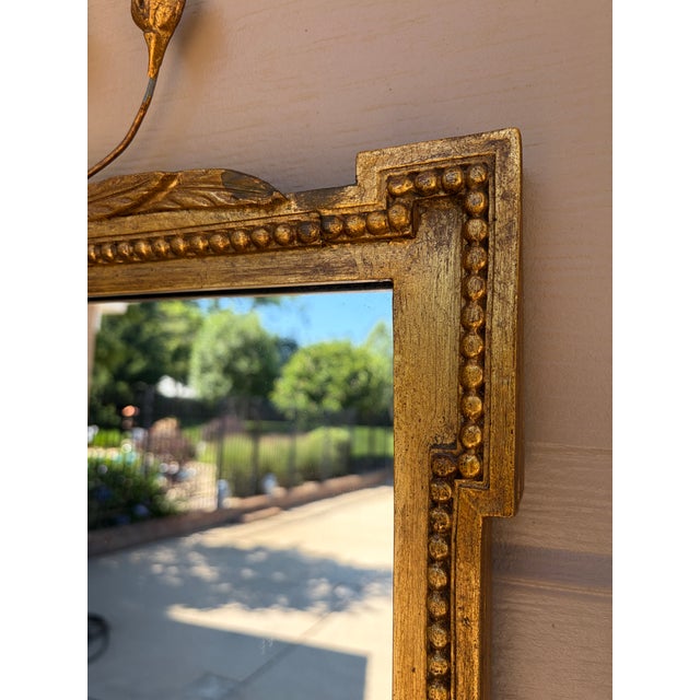 Wood Early 20th-Century Adam Style Giltwood Mirror With Foliate Crest For Sale - Image 7 of 16