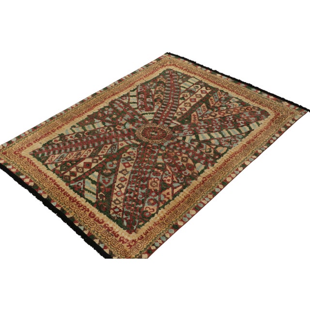 Hand-knotted in wool, a 6x9 ode to tribal aesthetics—from Rug & Kilim’s Burano Collection. The drawing reflects on a...