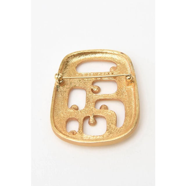 Vintage Signed Eisenberg Gold Plated Modernist Abstract Pin or Brooch, 1970's For Sale In Miami - Image 6 of 8