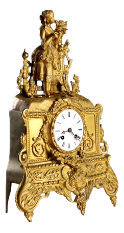 French Mantelpiece Clock in Gilded Bronze