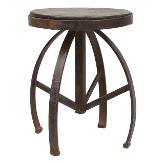 Industrial Black Metal Stool, France, 1920s For Sale