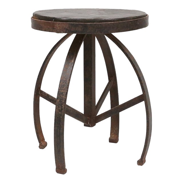 Industrial Black Metal Stool, France, 1920s For Sale