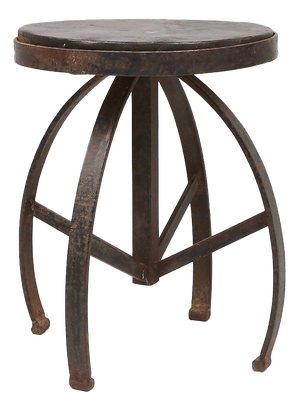 Industrial Black Metal Stool, France, 1920s