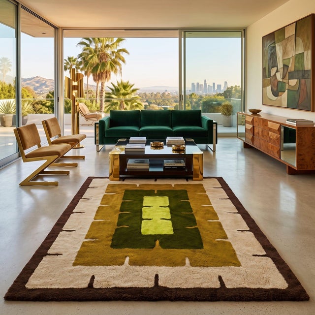 Astonishing rare 1970s Italian "Space Age" rug. This piece is not just a floor covering; it is functional art that...