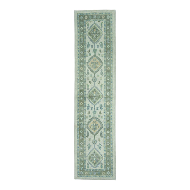 Turkish Oushak Rug 3' x 12'3" #19168 For Sale