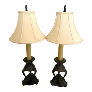 Vintage Metal Candelabra Table Lamps-A Pair
