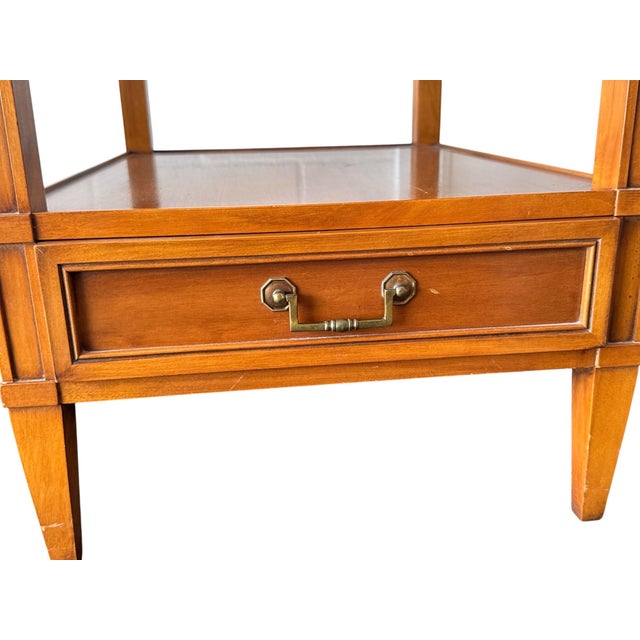 Hekman Mid-Century Modern Walnut End Tables With Drawer and Open Shelf - A Pair For Sale - Image 11 of 13