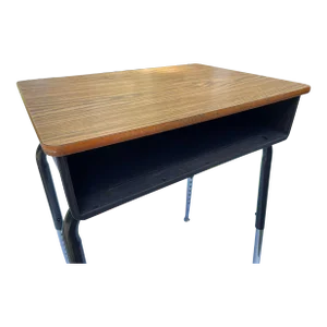 1970s Vintage Open Front, Adjustable Height School Desk