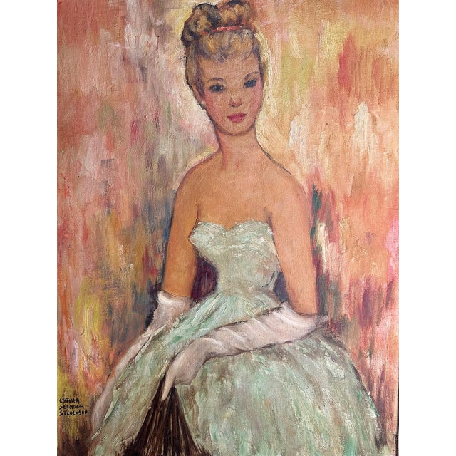 1950's Young Woman Portrait Oil Painting Framed in Rococo Revival Frame by Esther Seymour Stevenson For Sale - Image 4 of 6