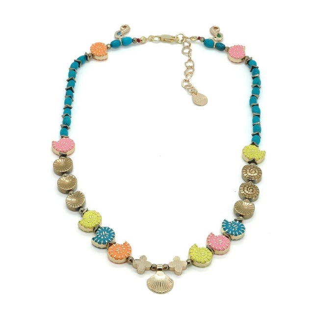 Summer Spirit Shell & Seahorse Charm Choker Happy Necklace For Sale - Image 4 of 11