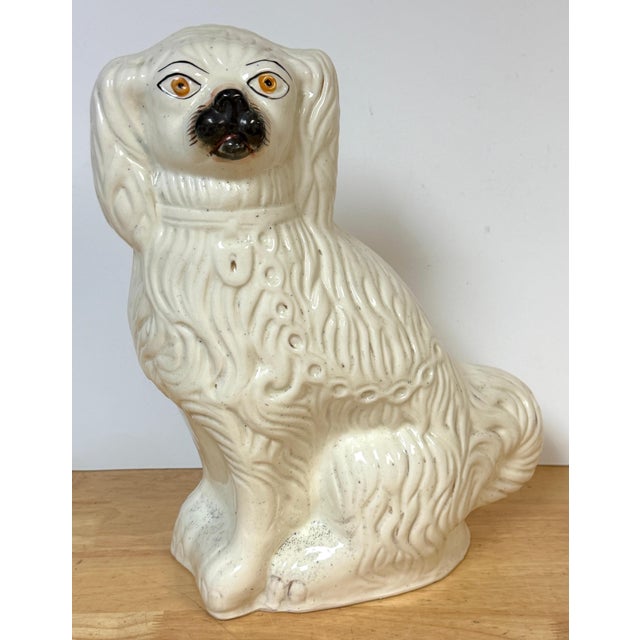 Staffordshire Large 19th C. English Staffordshire Pottery Spaniels, Great Scale & Expressions For Sale - Image 4 of 18