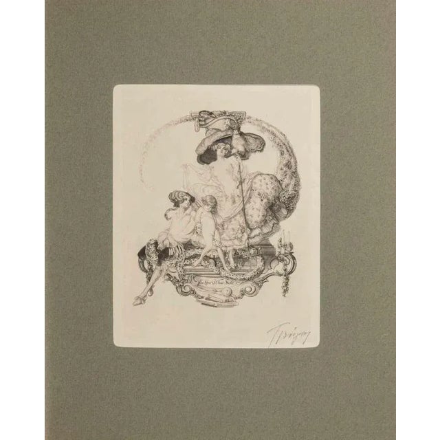 Héliogravure on japanese paper realized by Fraz von Bayros in 1913 for Ex Libris Verlag K. Th. Senger, Munich. Mounted on...